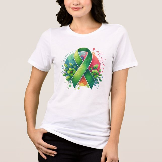 Mental Health Awareness Ribbon T Shirt (Framsida)
