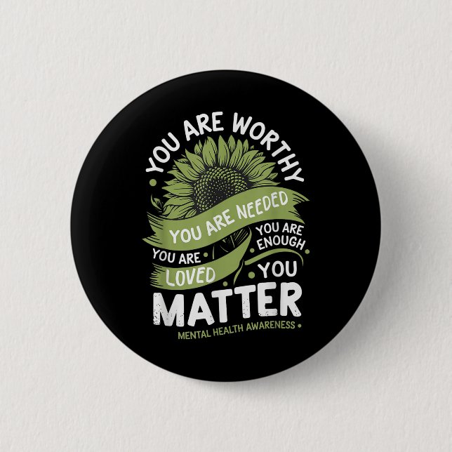 Mental Health Awareness Solros Styrka Design  Knapp (Framsida)