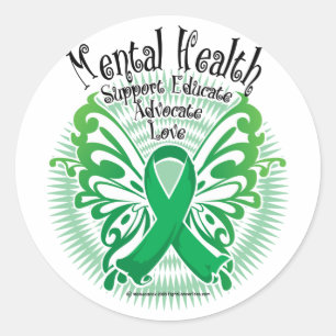 Mental Health Butterfly 3 Runt Klistermärke