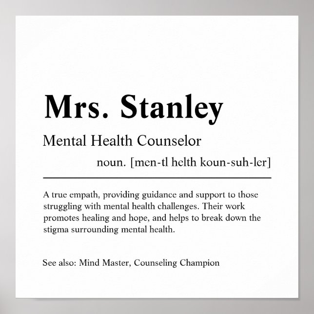 Mental Health Counselor Personlig Gift Poster (Framsidan)