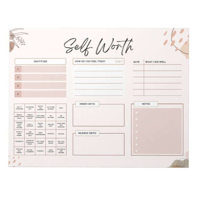 Mental Health Daily Gratitude Dry Erase Board Tan Anteckningsblock (Framsida)