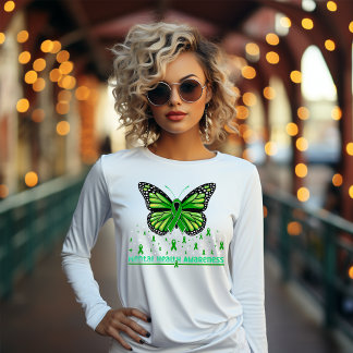 Mental Health Green Ribbon Butterfly T Shirt