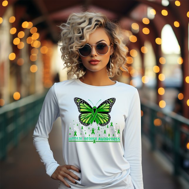 Mental Health Green Ribbon Butterfly T Shirt (Skapare uppladdad)