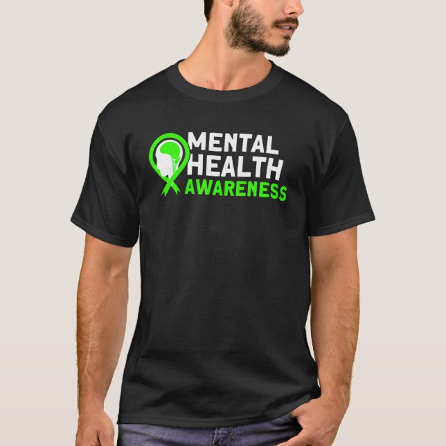 Mental Health Green Ribbon Mental Health Awareness T Shirt (Framsida)