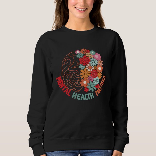 Mental Health Matters Brain Flower Awareness Kid M T Shirt (Framsida)