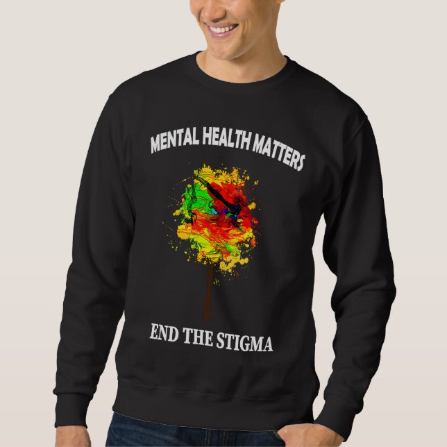 Mental Health Matters End The Stigma Awareness Mon Lång Ärmad Tröja (Framsida)