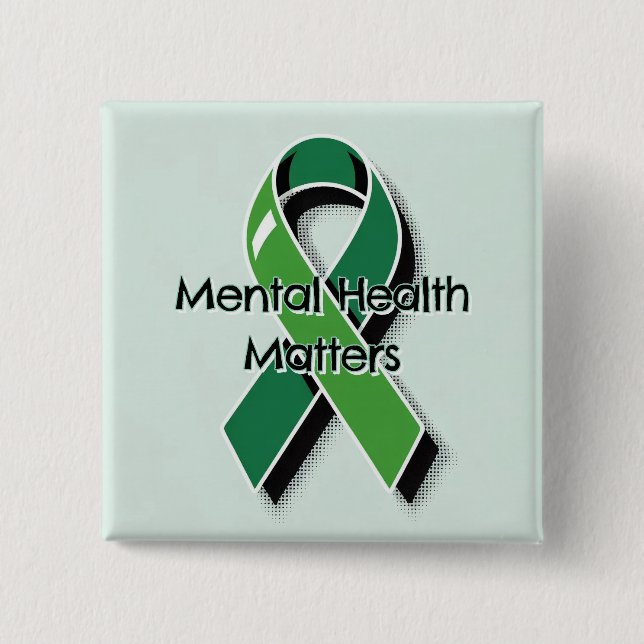 Mental Health Matters Pop Art Green Ribbon Knapp (Framsida)