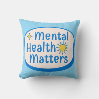 Mental Health Matters Quote - Modern Blue & Yellow Kudde
