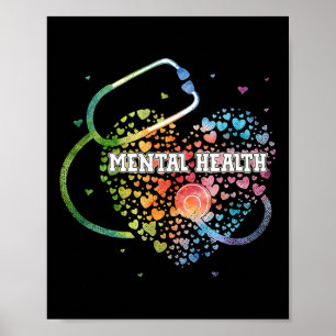 Mental Health Nurse Watercol Kärlek Heart SCrub St Poster