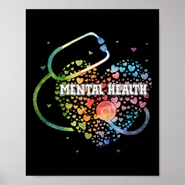 Mental Health Nurse Watercol Kärlek Heart SCrub St Poster (Framsidan)