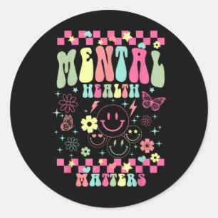 Mental Health S Shirt Flower Mental Health Awarene Runt Klistermärke