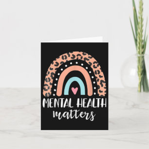 Mental Health S Shirt Leopard Boho Rainbow Awarene Kort