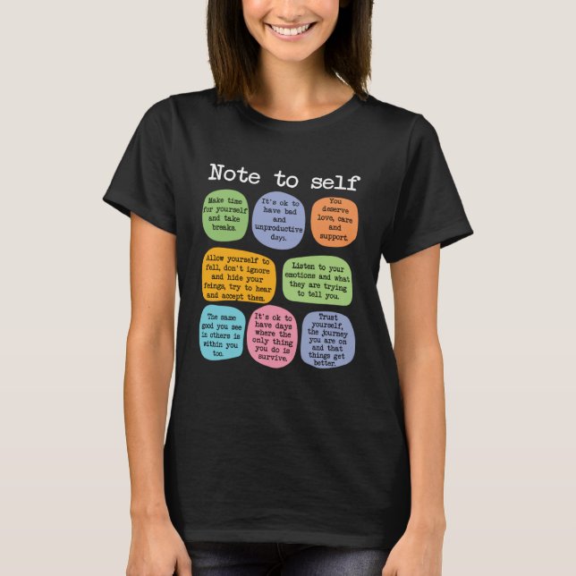 Mental Health School Counselor  Note to Self Teach T Shirt (Framsida)