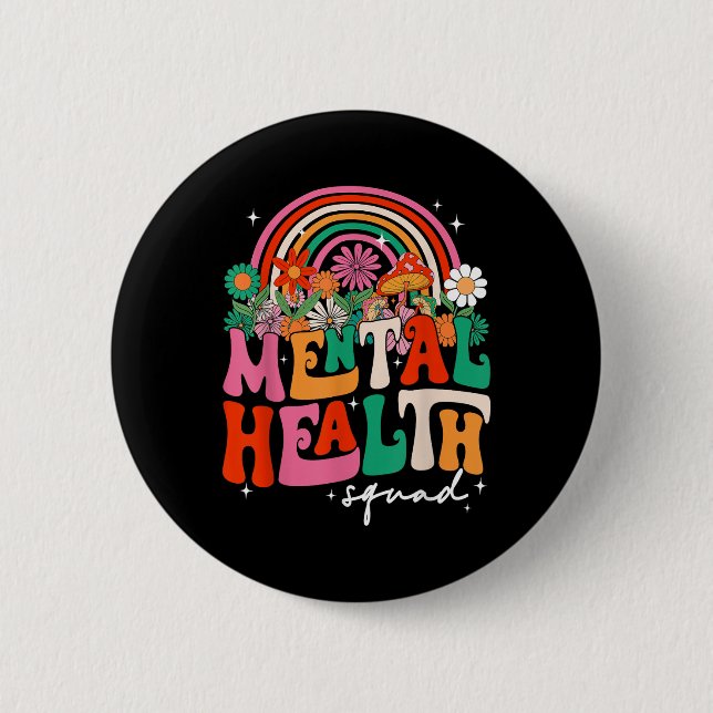 Mental Health Squad Boho Rainbow Hjärnsjukdom Awa Knapp (Framsida)