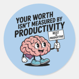 Mental Health Sticker – Self-Care, Rest & Worth Runt Klistermärke