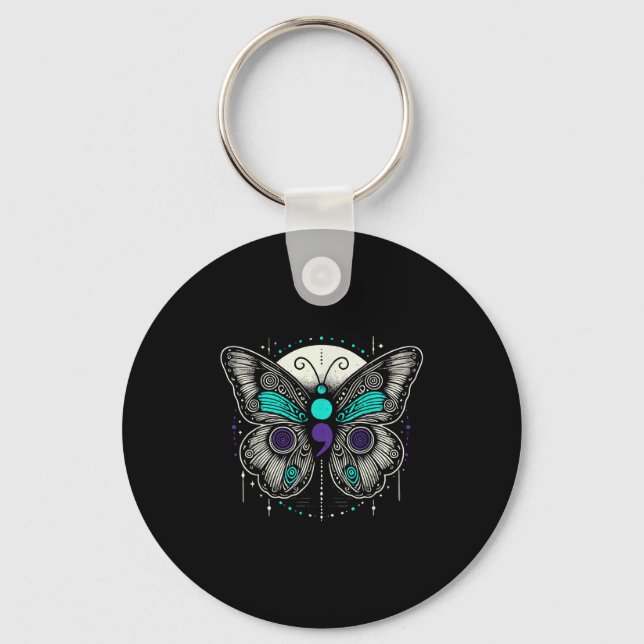 Mental Health Suicide Awareness Semicolon Butterfl Nyckelring (Framsida)