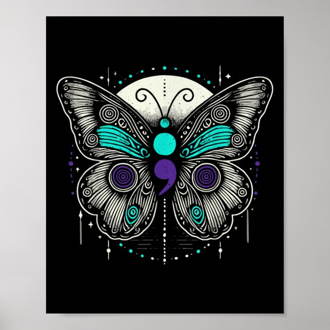 Mental Health Suicide Awareness Semicolon Butterfl Poster (Framsidan)