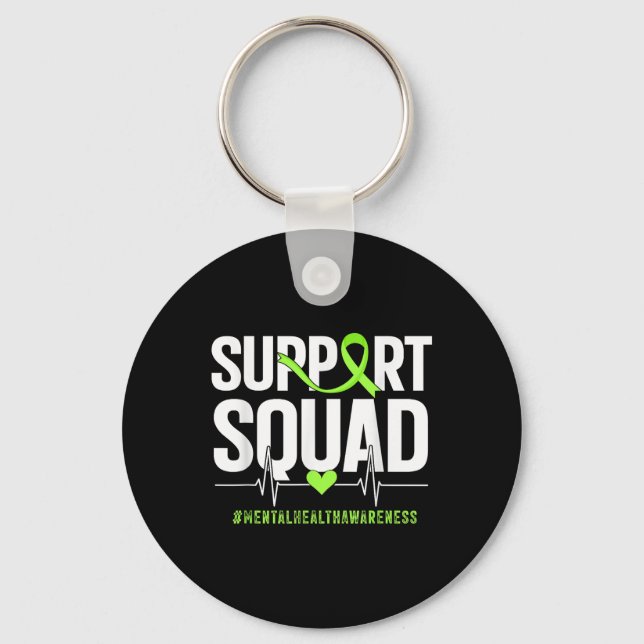 Mental Health Support Squad Ribbon Awareness Manar Nyckelring (Framsida)