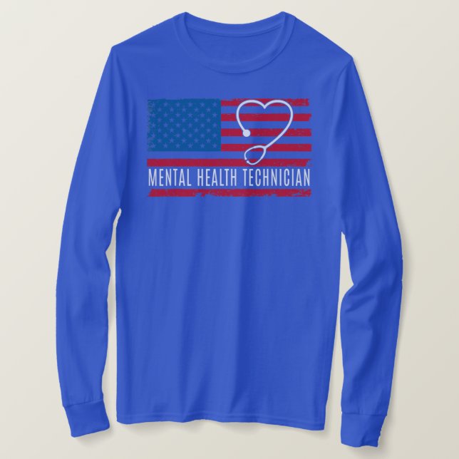 Mental Health Technician USA Flag Nurse Doctor T Shirt (Design framsida)