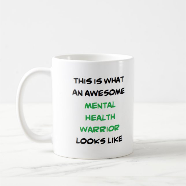 mental health warrior, awesome kaffemugg (Vänster)