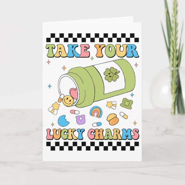 Mental medvetenhet Ta dina Lucky Charm-piller Häls Kort (Framsida)