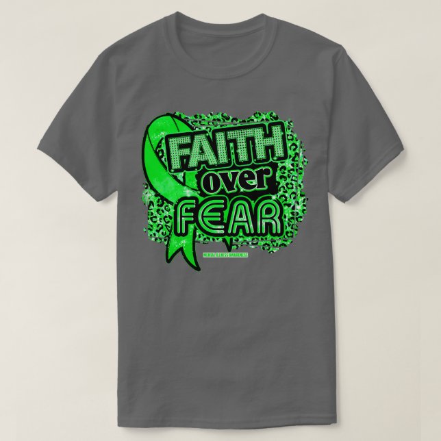 Mental Sjukdom Awareness Ribbon Faith over Fear Le T Shirt (Design framsida)