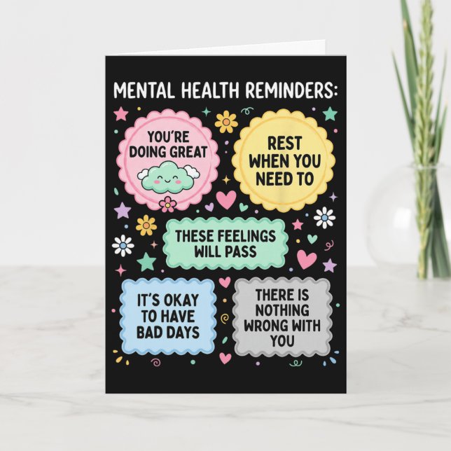 Mentala hälsopåminnelser Medvetenhet om mental häl Kort (Framsida)