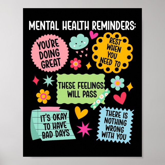 Mentala hälsopåminnelser Medvetenhet om mental häl Poster (Framsidan)