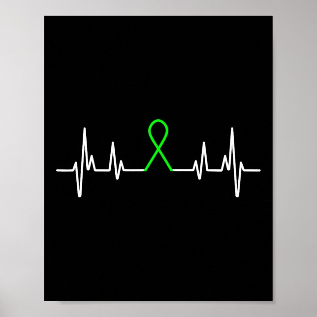 Mentalhälsans medvetenhet Månad Grönt Ribbon Heart Poster (Framsidan)