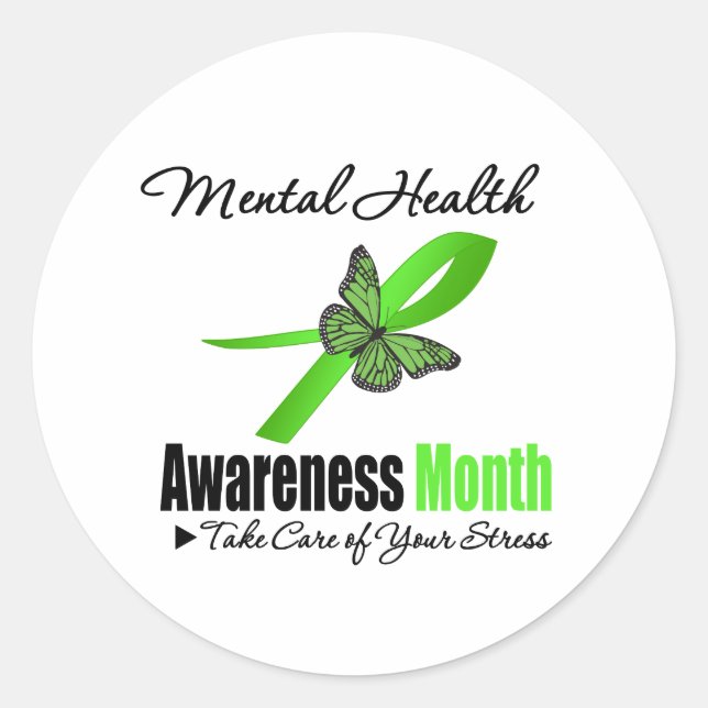 Mentalhälsomedvetenhet månad runt klistermärke (Framsida)