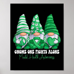 Mentalhälsoupplysning Månad Grönt Ribbon Gnomies Poster