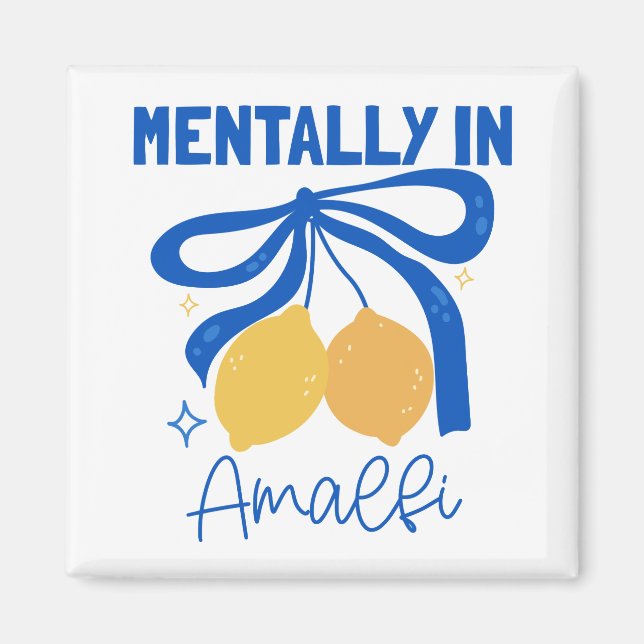 Mentally in Amalfi Blue Coquette Bow Lemon Magnet (Framsidan)