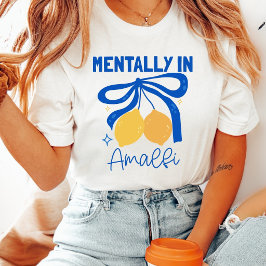 Mentally in Amalfi Italy Blue Coquette Lemon T Shirt