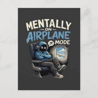 Mentally On Airplane Mode Shirt Funny Anime boy Vykort