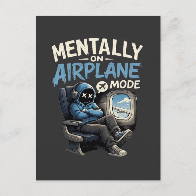 Mentally On Airplane Mode Shirt Funny Anime boy Vykort (Framsida)