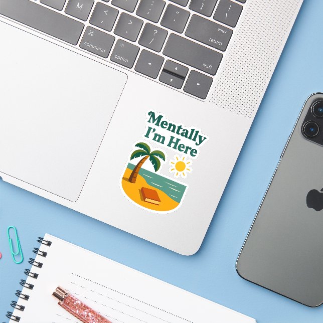"Mentalt är jag här" dekal (Laptop med iPhone)