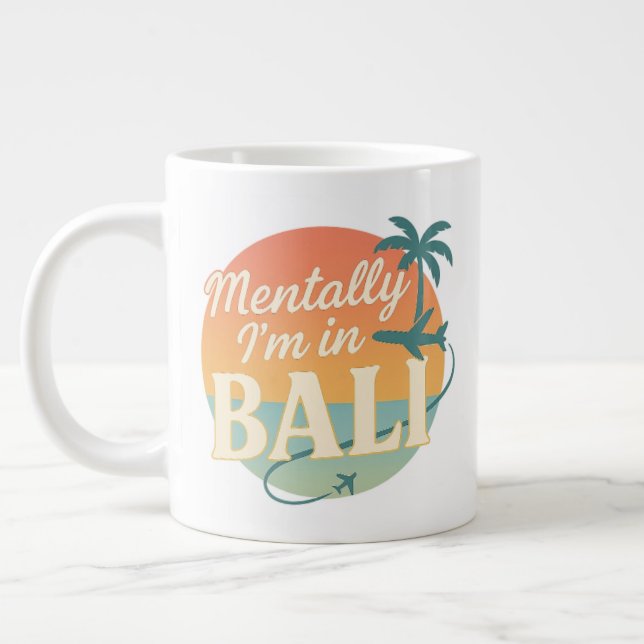 Mentalt är jag i Bali – Retro Tropical Mugg med So Jumbo Mugg (Vänster)