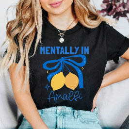 Mentalt i Amalfi Söt Italien Blå Coquette Citron T Shirt