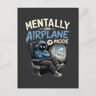 Mentalt i Flygläge T-shirt Rolig Anime-pojke Vykort