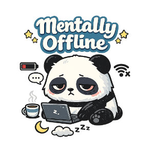 Mentalt Offline Panda   Introvert Lo-Fi Estetik Kudde