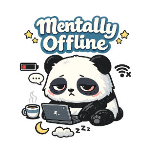 Mentalt Offline Panda | Introvert Lo-Fi Estetik Kudde