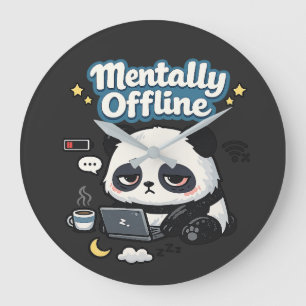 Mentalt Offline Panda Introvert Lo-Fi Estetik Stor Klocka
