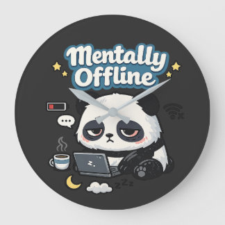 Mentalt Offline Panda | Introvert Lo-Fi Estetik Stor Klocka