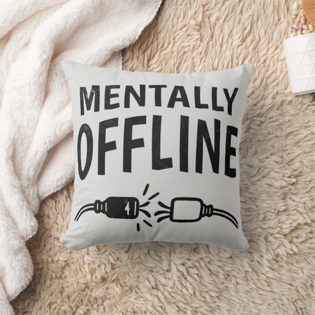 Mentalt Offline – Roligt Citat om Introvert Humör Kudde (Filt)