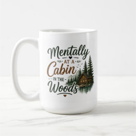 Mentalt på en stuga i skogen Mysig kaffemugg