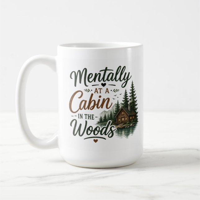 Mentalt på en stuga i skogen Mysig kaffemugg (Vänster)