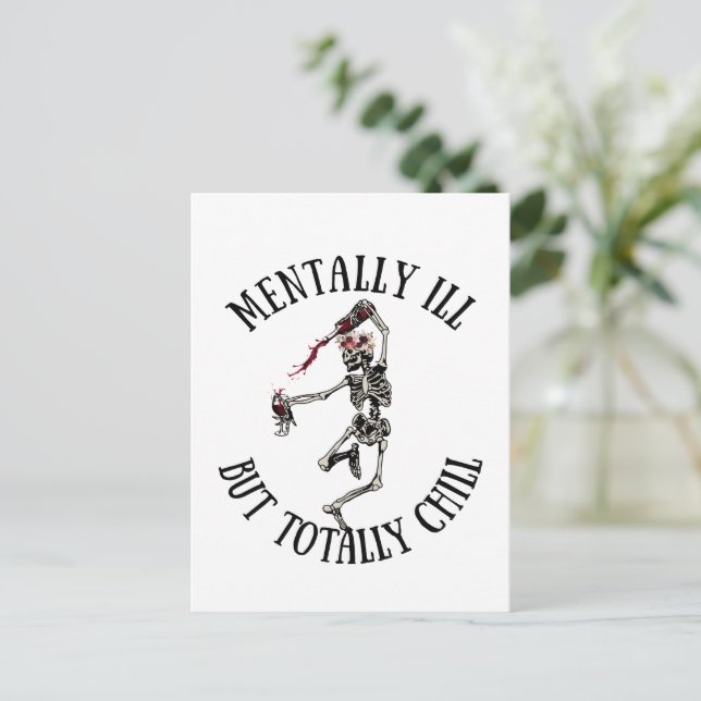 Mentalt sjuka, men totalt kyliga, roliga citat vykort (Stående Fram)