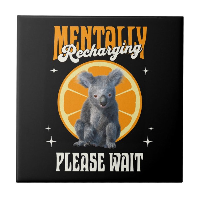 Mentalt Uppladdande Introvert Koala Design Kakelplatta (Framsidan)