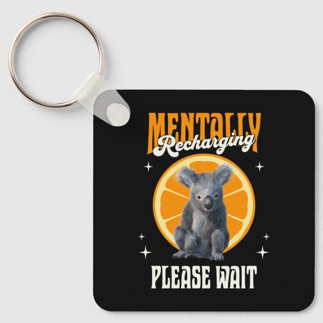 Mentalt Uppladdande Introvert Koala Design Nyckelring (Framsida)