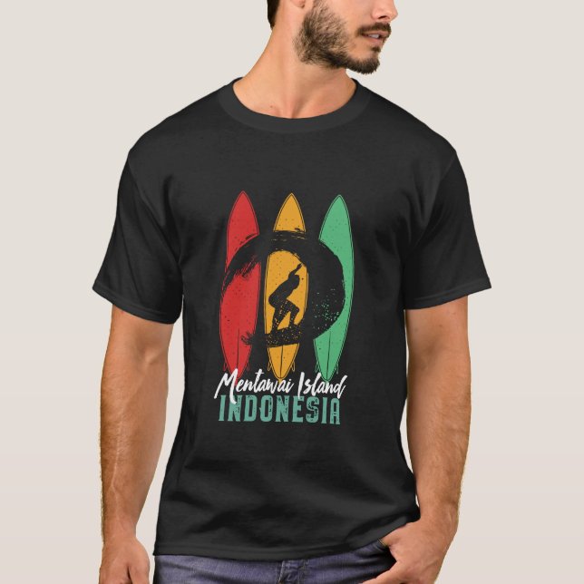 Mentawai Island Indonesia Vintage Retro Surfing T Shirt (Framsida)